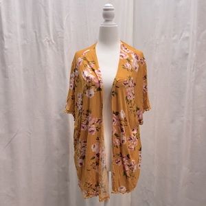Floral kimono robe cover yellow - Forever21